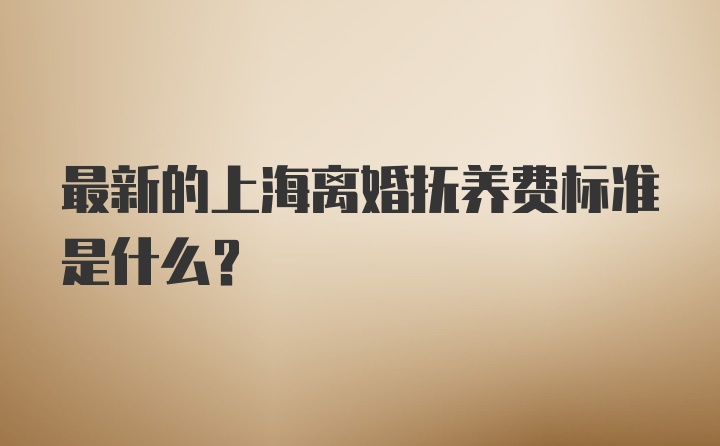 最新的上海离婚抚养费标准是什么？