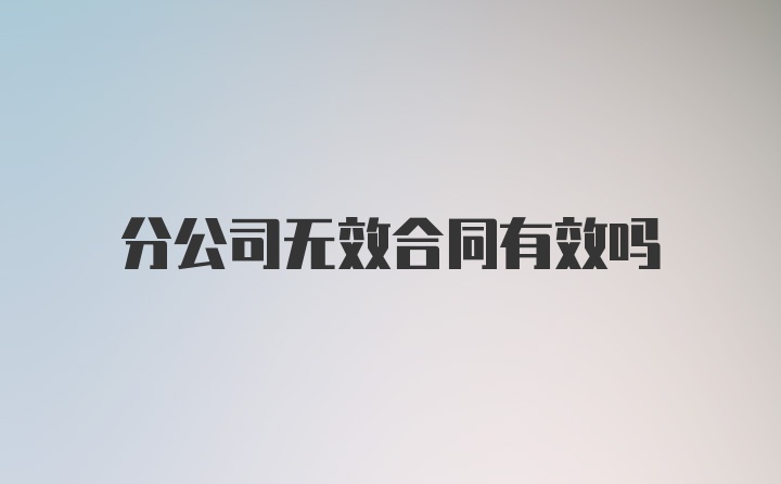 分公司无效合同有效吗