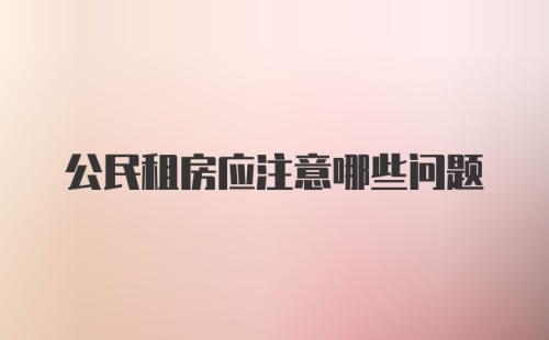 公民租房应注意哪些问题