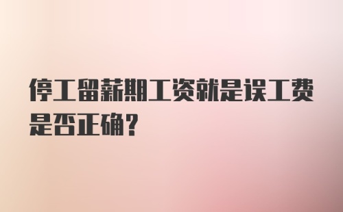 停工留薪期工资就是误工费是否正确?