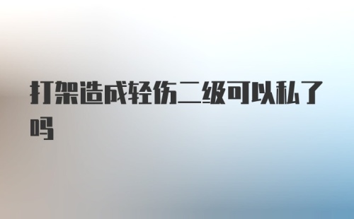 打架造成轻伤二级可以私了吗