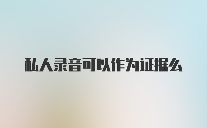 私人录音可以作为证据么