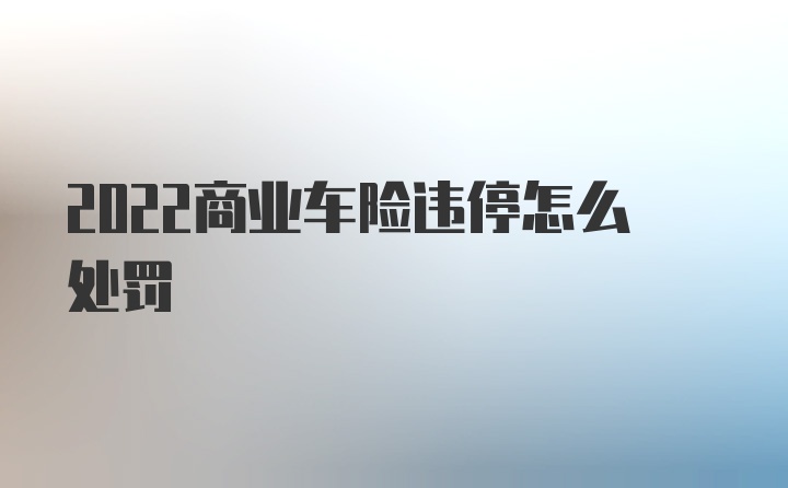 2022商业车险违停怎么处罚