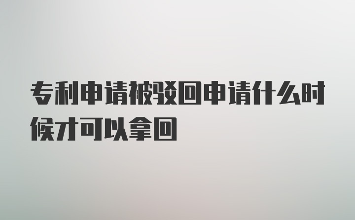 专利申请被驳回申请什么时候才可以拿回