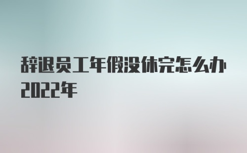 辞退员工年假没休完怎么办2022年