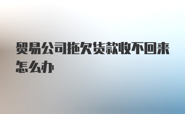 贸易公司拖欠货款收不回来怎么办