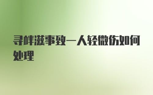 寻衅滋事致一人轻微伤如何处理