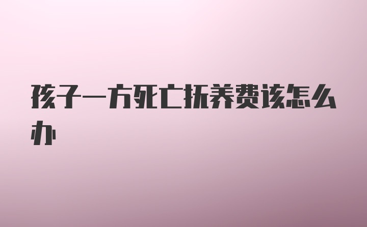 孩子一方死亡抚养费该怎么办