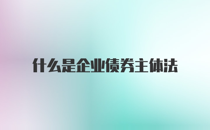 什么是企业债券主体法