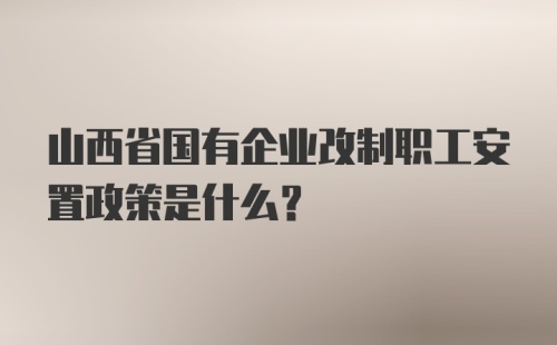 山西省国有企业改制职工安置政策是什么？