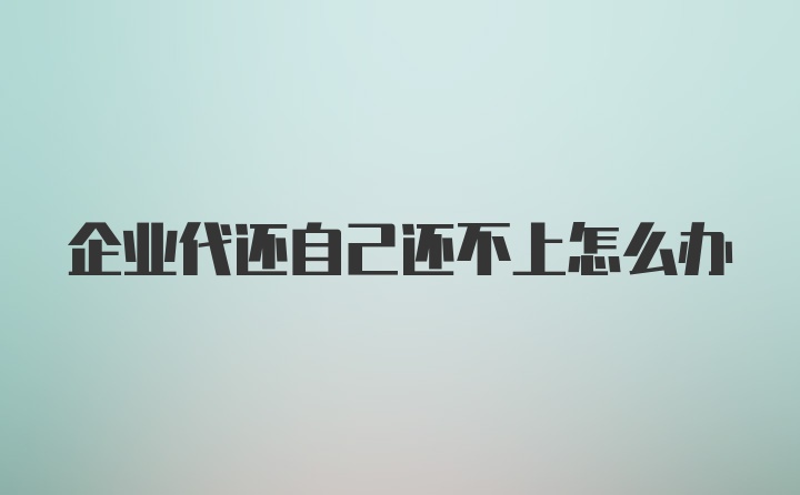 企业代还自己还不上怎么办