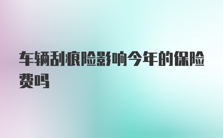 车辆刮痕险影响今年的保险费吗