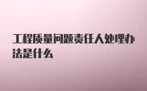 工程质量问题责任人处理办法是什么