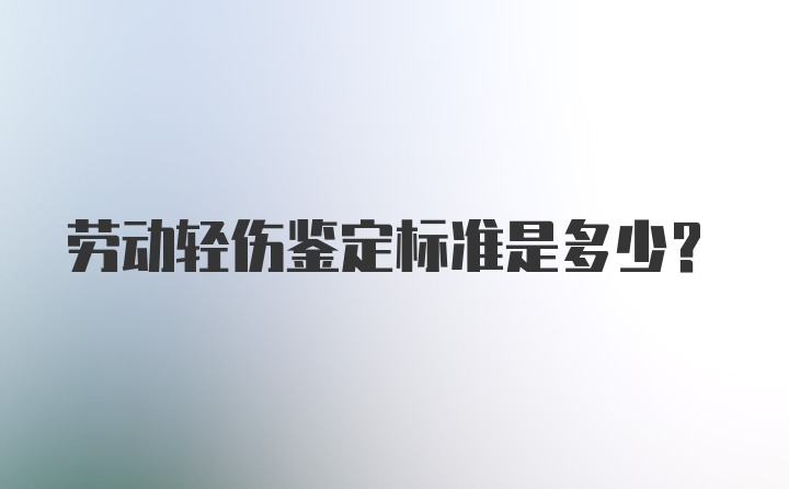 劳动轻伤鉴定标准是多少？