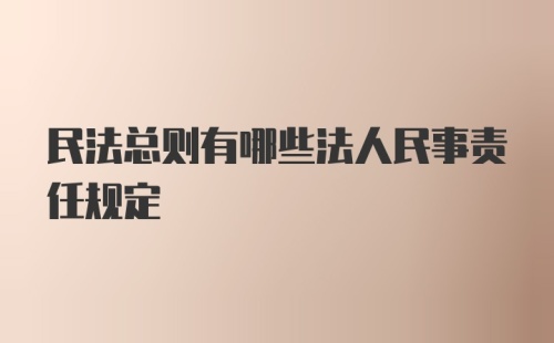 民法总则有哪些法人民事责任规定