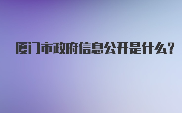 厦门市政府信息公开是什么？