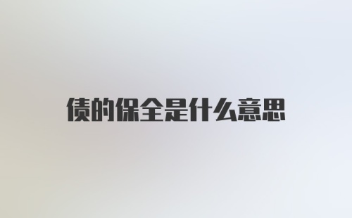 债的保全是什么意思