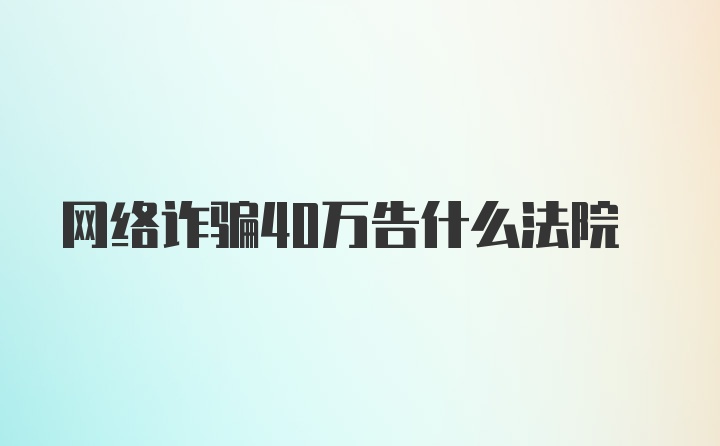 网络诈骗40万告什么法院