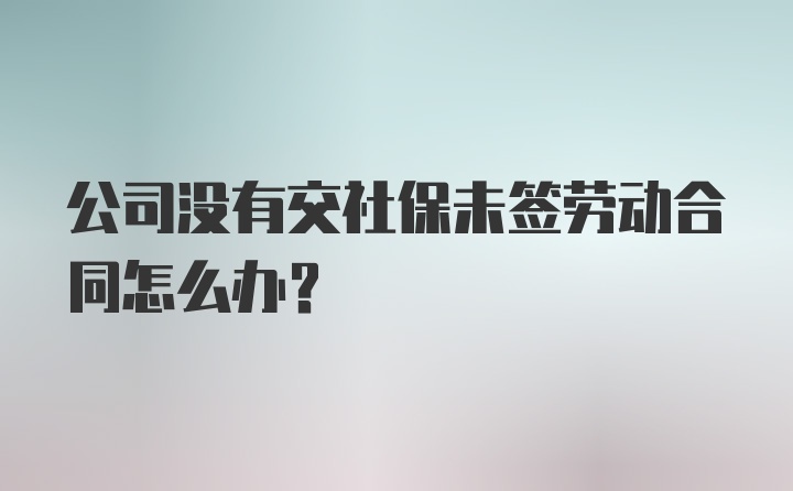 公司没有交社保未签劳动合同怎么办？