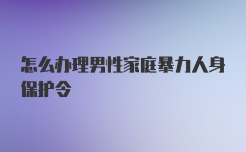 怎么办理男性家庭暴力人身保护令