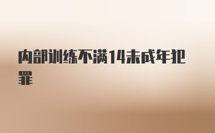 内部训练不满14未成年犯罪