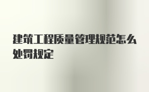 建筑工程质量管理规范怎么处罚规定