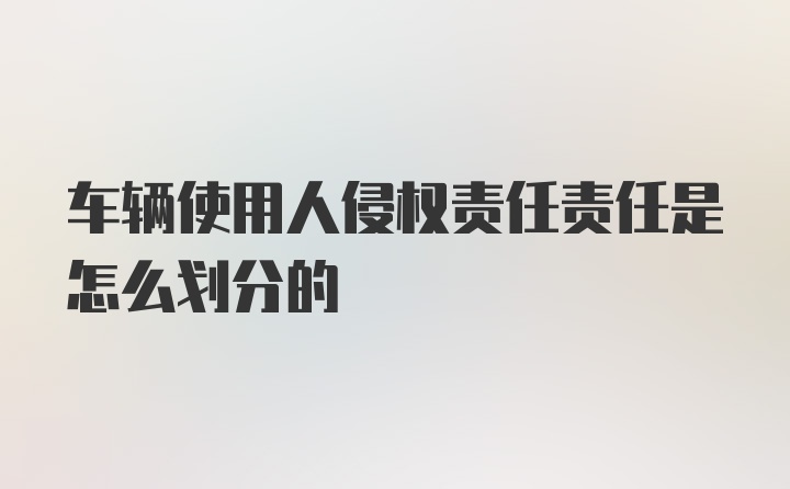 车辆使用人侵权责任责任是怎么划分的