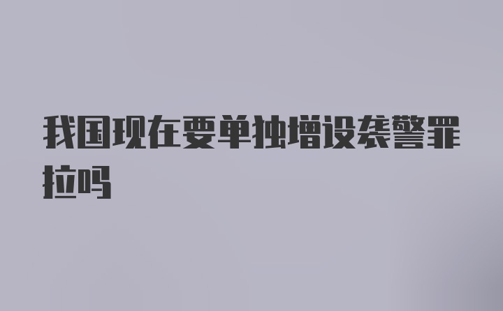 我国现在要单独增设袭警罪拉吗