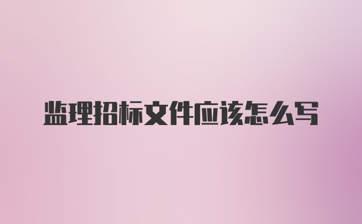 监理招标文件应该怎么写