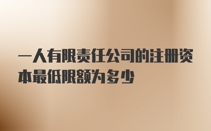 一人有限责任公司的注册资本最低限额为多少