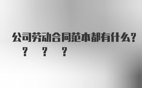 公司劳动合同范本都有什么? ? ? ?