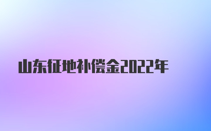 山东征地补偿金2022年