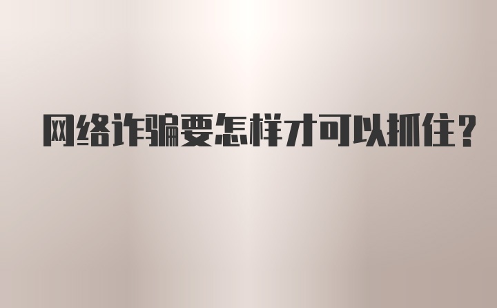 网络诈骗要怎样才可以抓住？