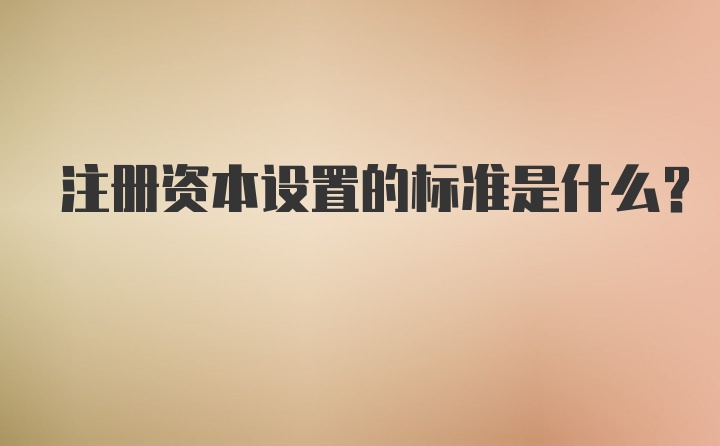 注册资本设置的标准是什么？