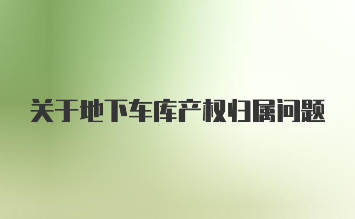 关于地下车库产权归属问题