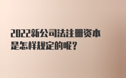 2022新公司法注册资本是怎样规定的呢？