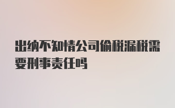 出纳不知情公司偷税漏税需要刑事责任吗