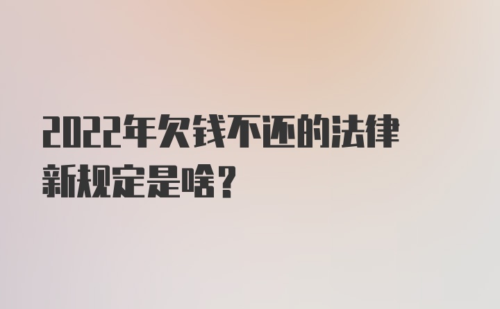 2022年欠钱不还的法律新规定是啥？