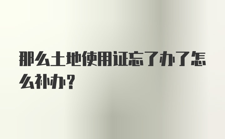 那么土地使用证忘了办了怎么补办？