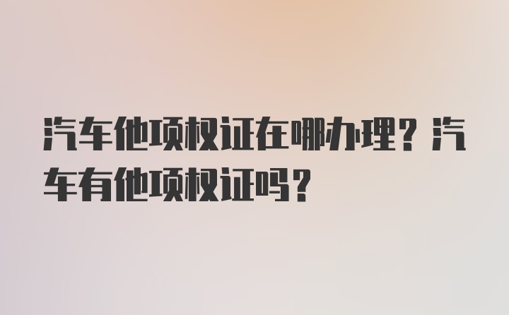 汽车他项权证在哪办理？汽车有他项权证吗？