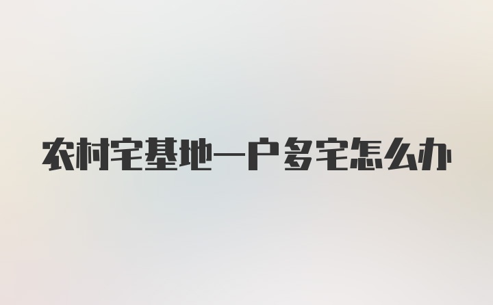 农村宅基地一户多宅怎么办