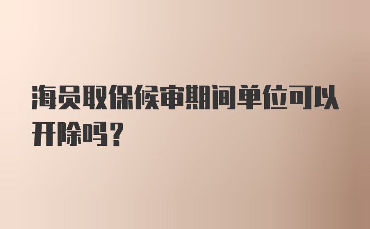 海员取保候审期间单位可以开除吗？