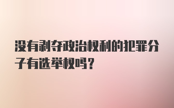 没有剥夺政治权利的犯罪分子有选举权吗？