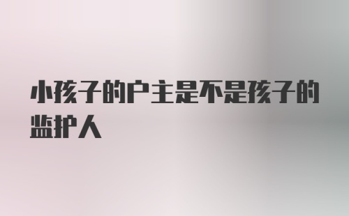 小孩子的户主是不是孩子的监护人