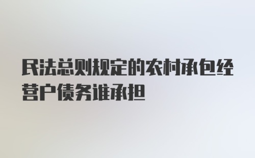 民法总则规定的农村承包经营户债务谁承担