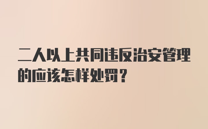 二人以上共同违反治安管理的应该怎样处罚?