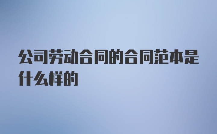 公司劳动合同的合同范本是什么样的