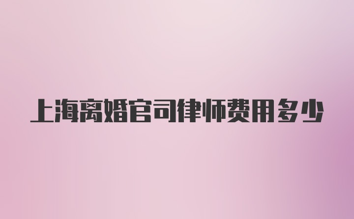 上海离婚官司律师费用多少