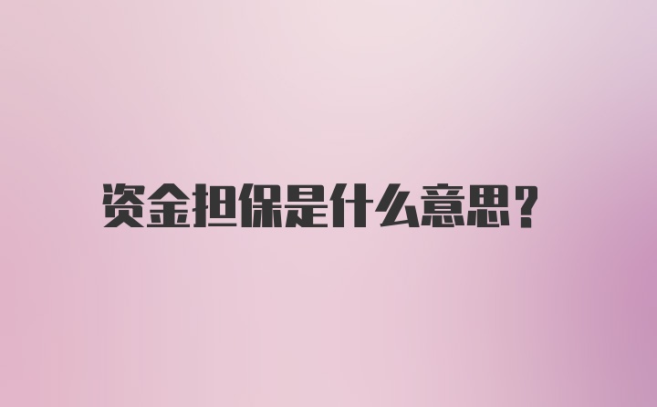 资金担保是什么意思？