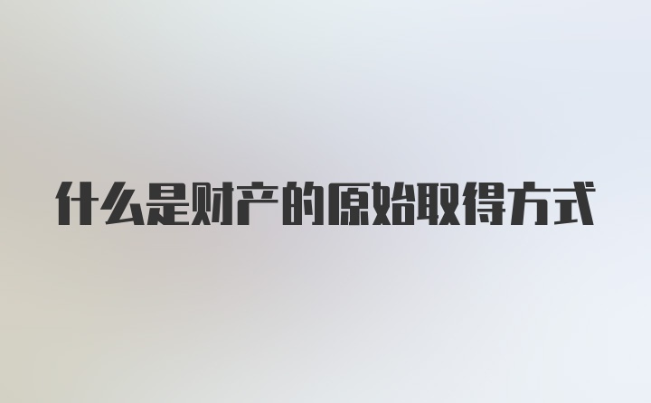 什么是财产的原始取得方式